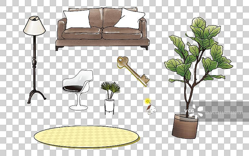 家居，室内家具沙发、椅子手绘元素图片素材