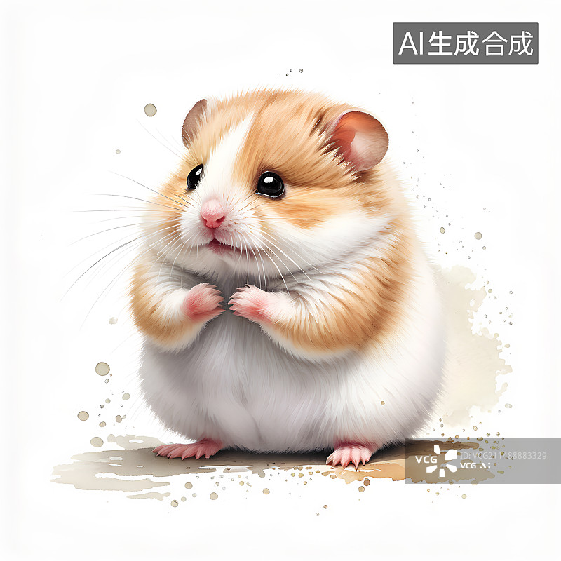 【AI数字艺术】白色背景上的一只小仓鼠插画图片素材