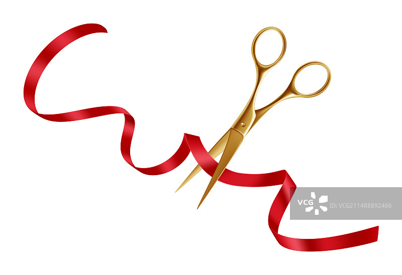 节日剪彩仪式与金色剪刀图片素材