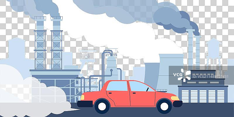 汽车空气污染：工厂烟雾图片素材