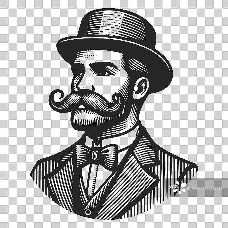 老式绅士胡须素描图片素材