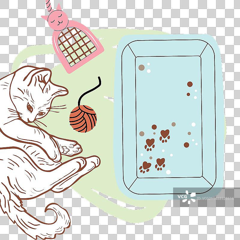 带猫和猫砂盆的网站banner图片素材