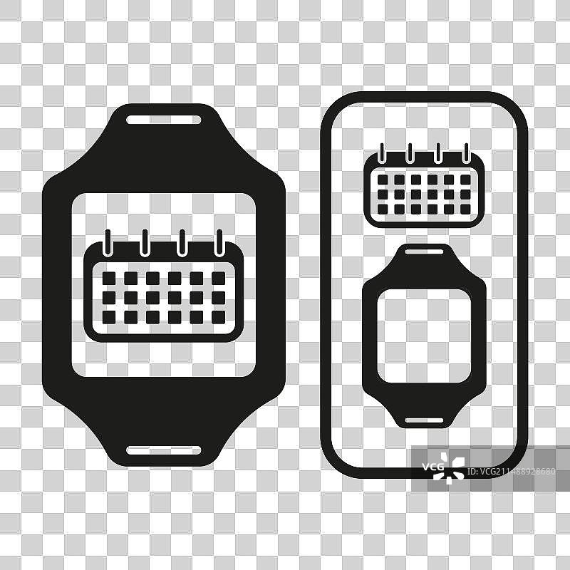 带日历日程的智能手表和智能手机图片素材