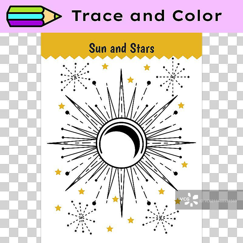 儿童笔迹追踪线条活动工作表图片素材