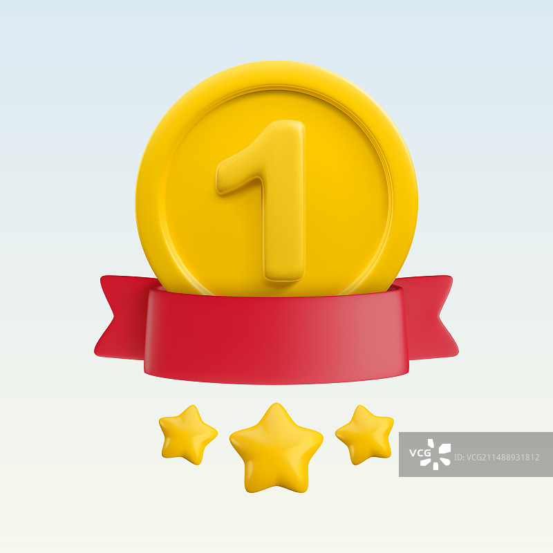 卡通3D红色一号奖章图片素材