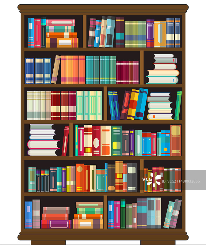 扁平风格书架上的书籍图片素材