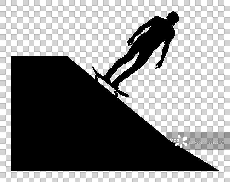 滑板公园坡道滑板手剪影图片素材