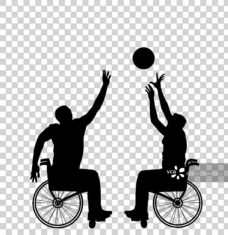 轮椅篮球运动员剪影图片素材