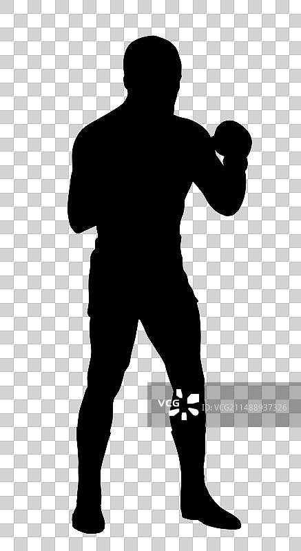 拳击手在拳击台上的剪影图片素材