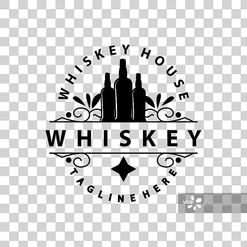 老式威士忌酒瓶标志设计图片素材
