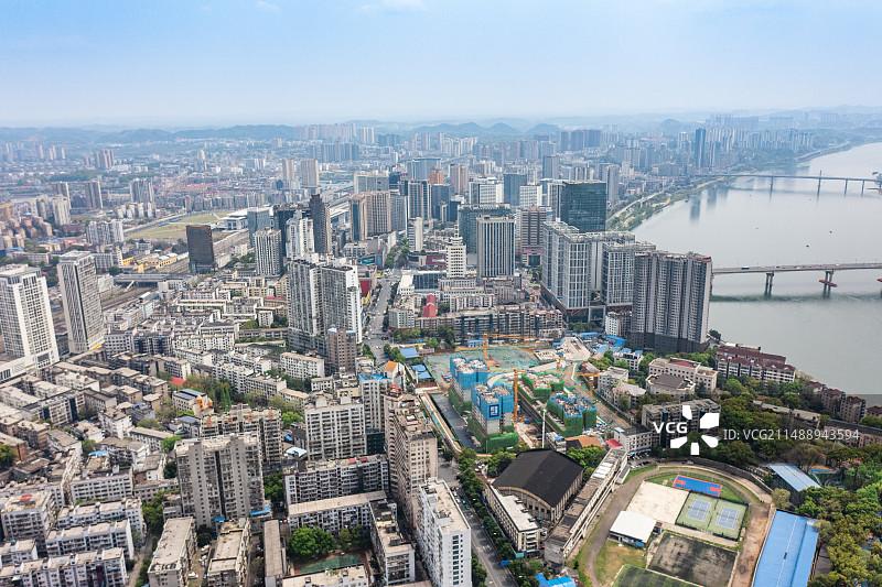 航拍湖南株洲城市风光图片素材