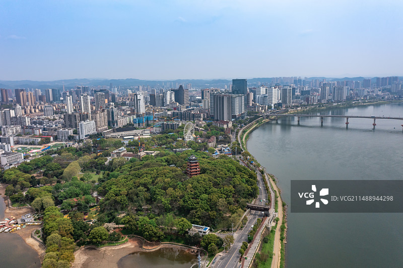 航拍湖南株洲神农公园图片素材