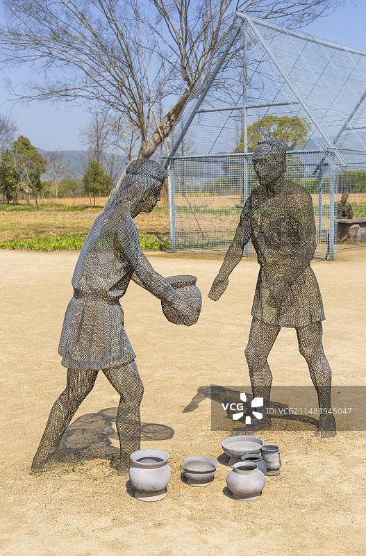 良渚古城遗址公园 杭州余杭区 良渚文明 原始人生活场景 古代买卖交易图片素材