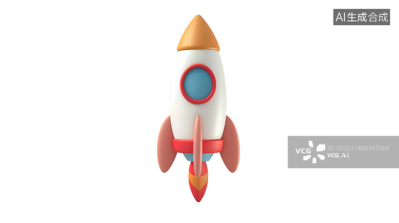 【AI数字艺术】白底背景3D风格科技火箭元素图片素材