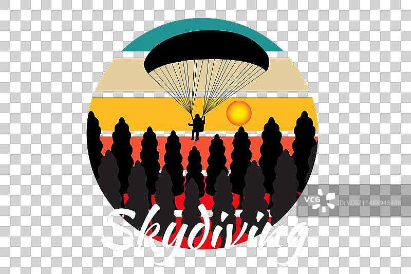 跳伞T恤设计复古风景图片素材