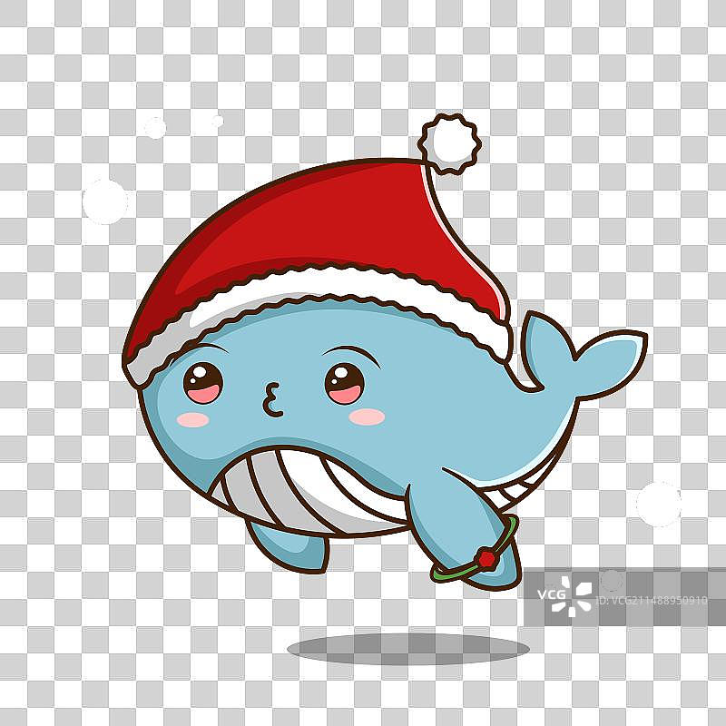 可爱的小圣诞鲸鱼图片素材