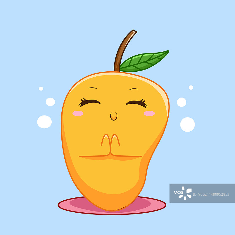 快乐的卡通芒果做瑜伽图片素材