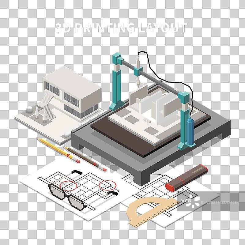 3D打印建筑组合图片素材