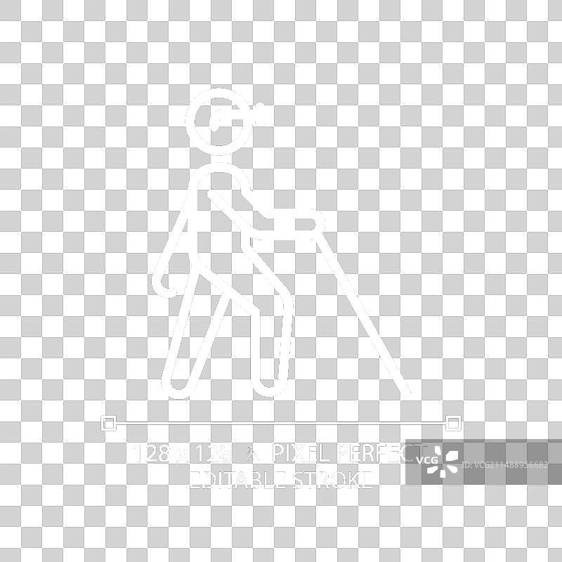 深色主题的带手杖盲人白色线性图标图片素材