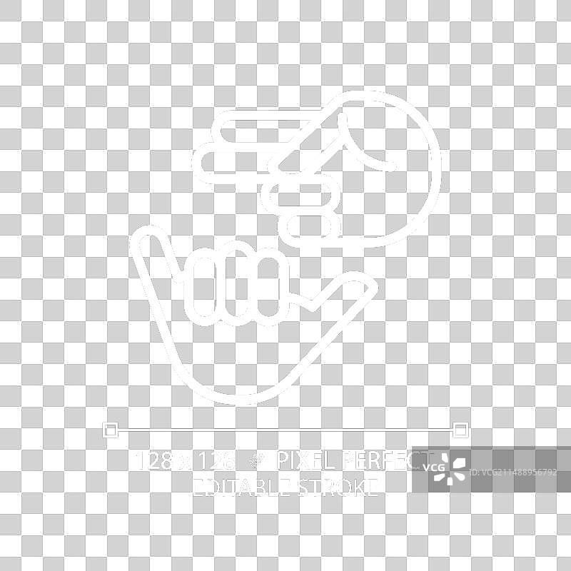 深色背景上的白色线性聋哑人手语图标图片素材