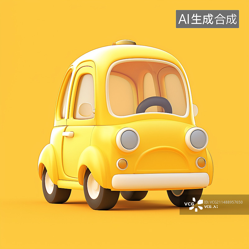 【AI数字艺术】3D风格小汽车元素插画图片素材