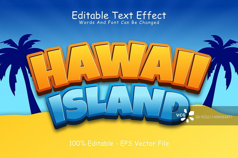 夏威夷岛屿3D文字特效图片素材