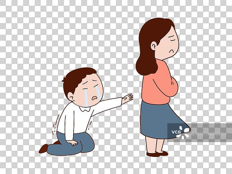 女男情侣夫妻生气丈夫跪地求复合图片素材