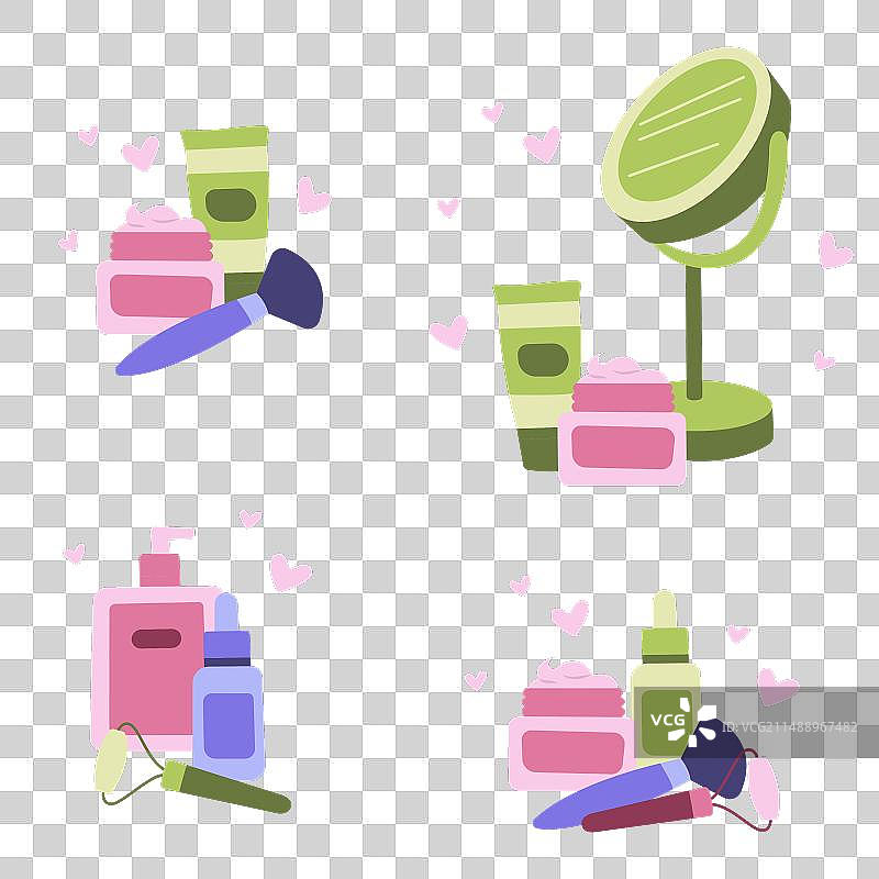 简约可爱的护肤化妆品套装图片素材