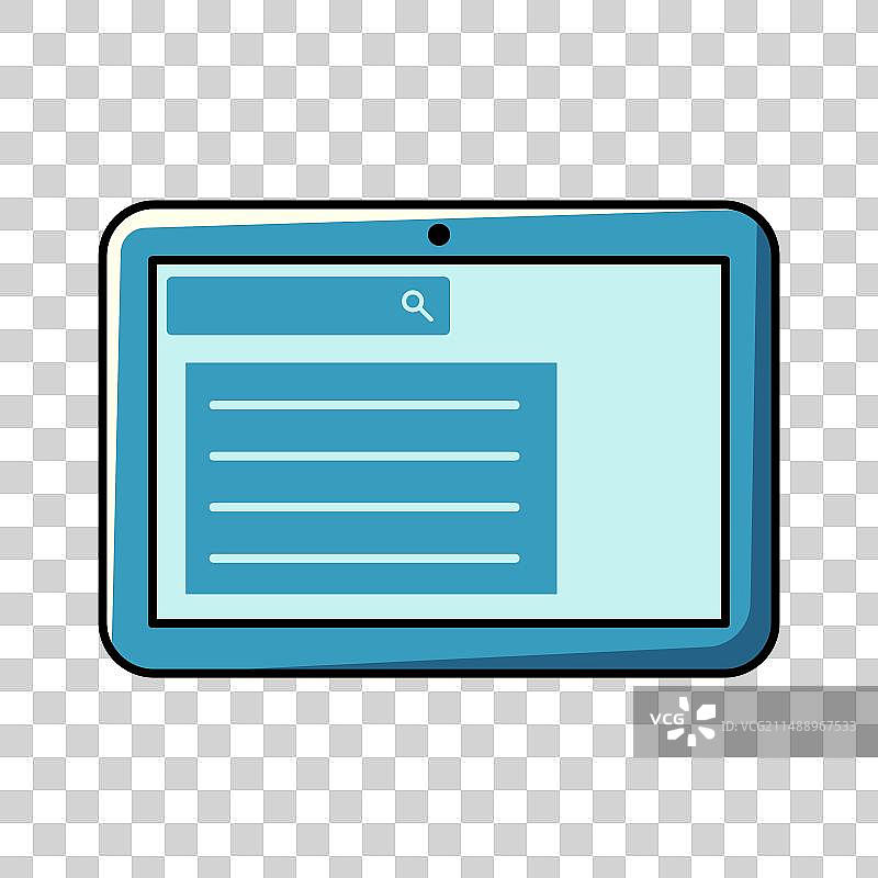 带有搜索系统的可爱卡通平板电脑图片素材