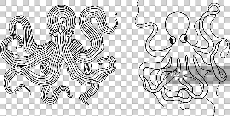 章鱼一笔画涂鸦图片素材