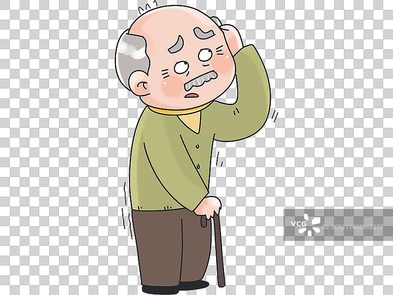 疑惑头脑不清的老人老头图片素材