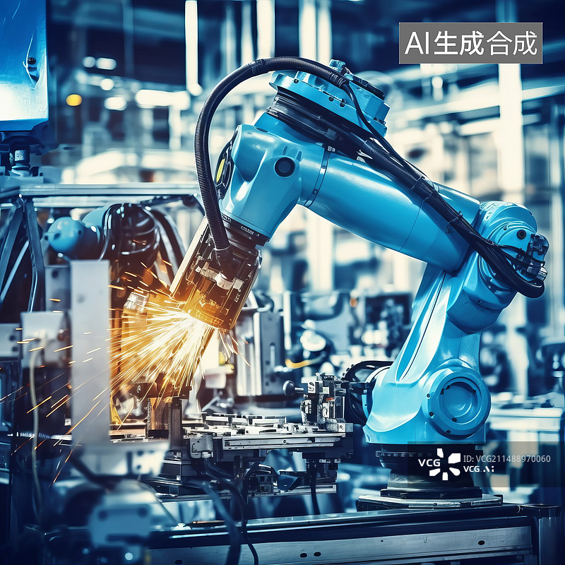 【AI数字艺术】机械臂智能加工工厂素材图片图片素材