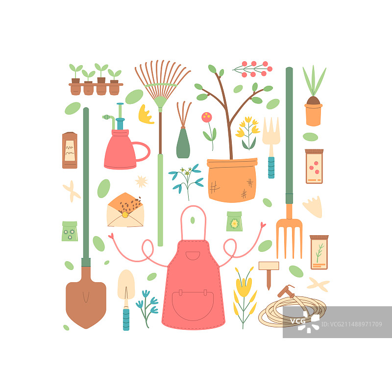 园艺工具方形banner农业套装图片素材