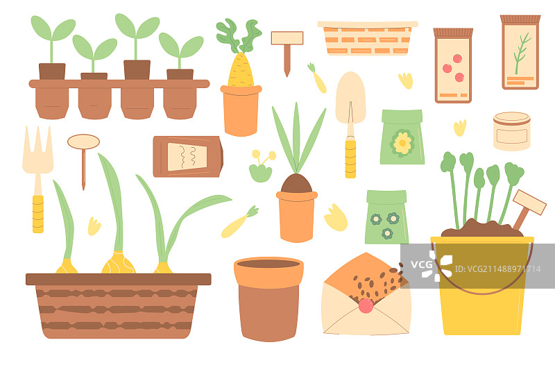 白色背景上的园艺套装图片素材