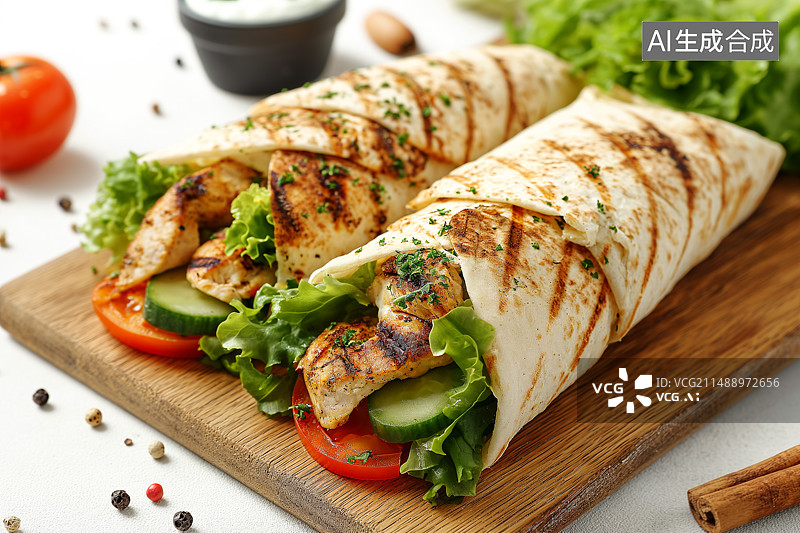 【AI数字艺术】特色小吃墨西哥鸡肉卷图片素材