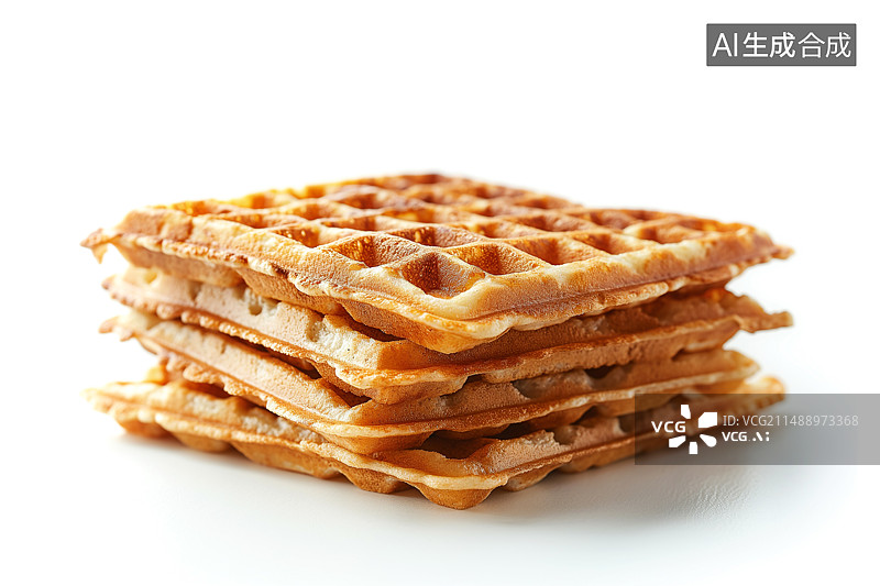 【AI数字艺术】法式糕点美食格子华芙饼图片素材