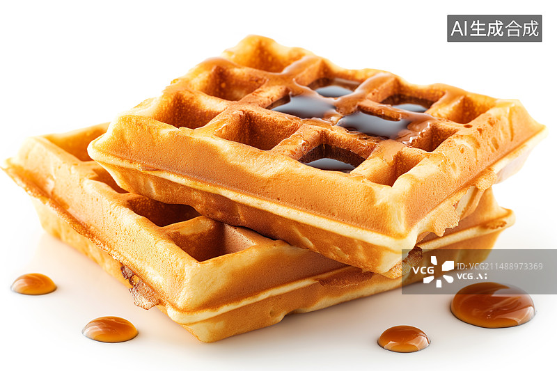 【AI数字艺术】法式糕点美食格子华芙饼图片素材