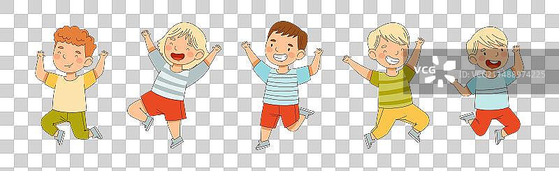 孩子们高兴地跳跃图片素材