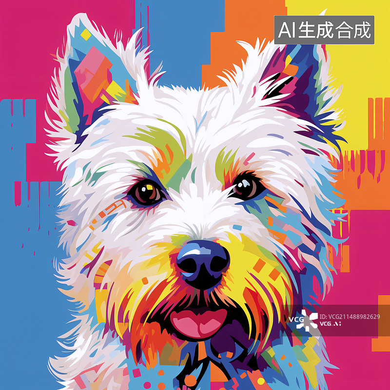 【AI数字艺术】可爱的小狗狗头特写插画图片素材