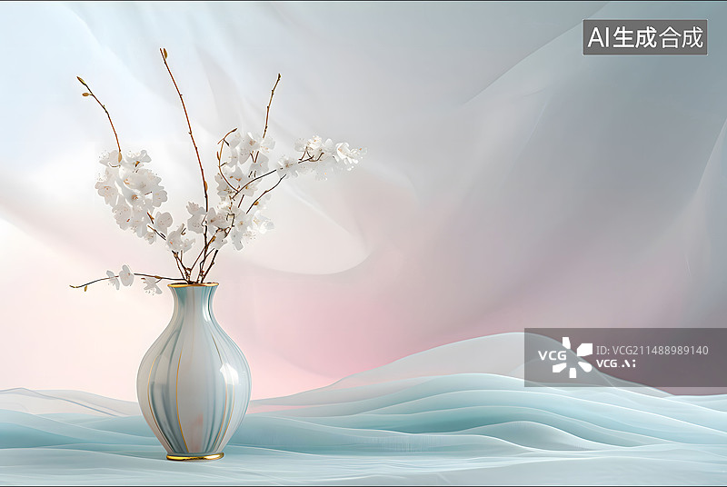 【AI数字艺术】花瓶展台插画背景图片素材