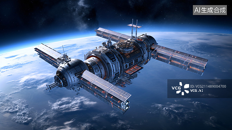 【AI数字艺术】外太空航天空间站飞行器场景图片素材
