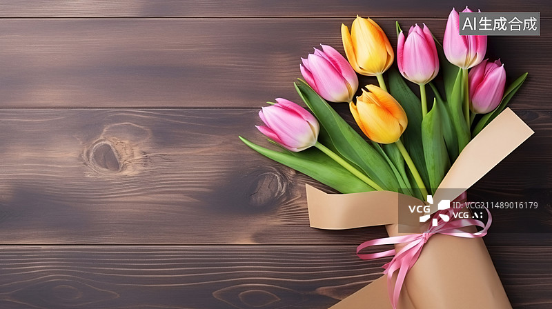 【AI数字艺术】郁金香花束，妇女节感恩节母亲节概念插图图片素材