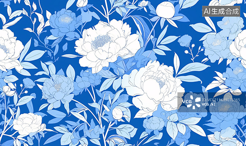 【AI数字艺术】中国风古典花卉纹理，古典艺术装饰概念插图图片素材