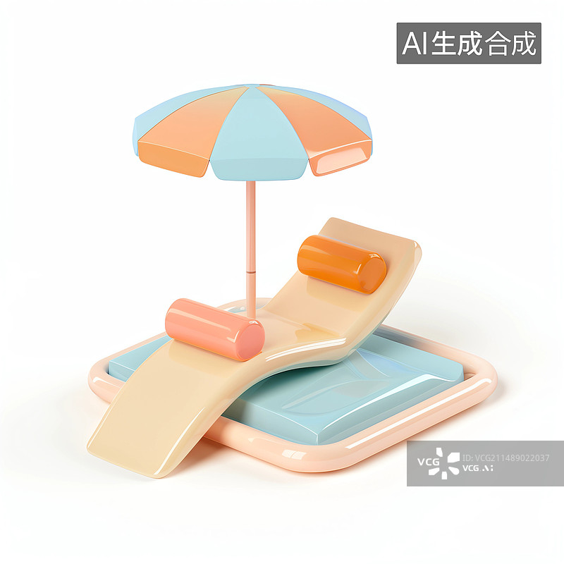 【AI数字艺术】沙滩椅3D图标图片素材