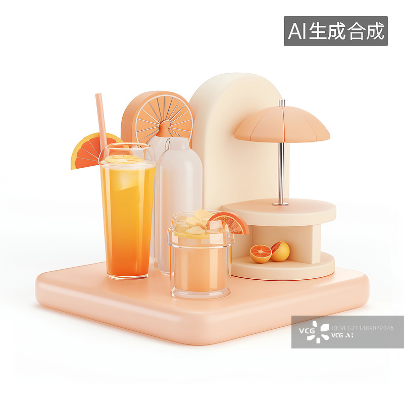 【AI数字艺术】饮料吧台3D图标图片素材