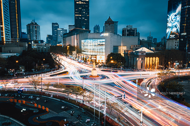 南京新街口孙中山像车轨图片素材