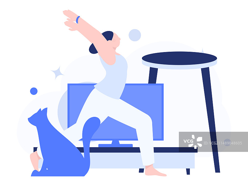 练习瑜伽身心健康扁平矢量人物概念运营手绘插画图片素材