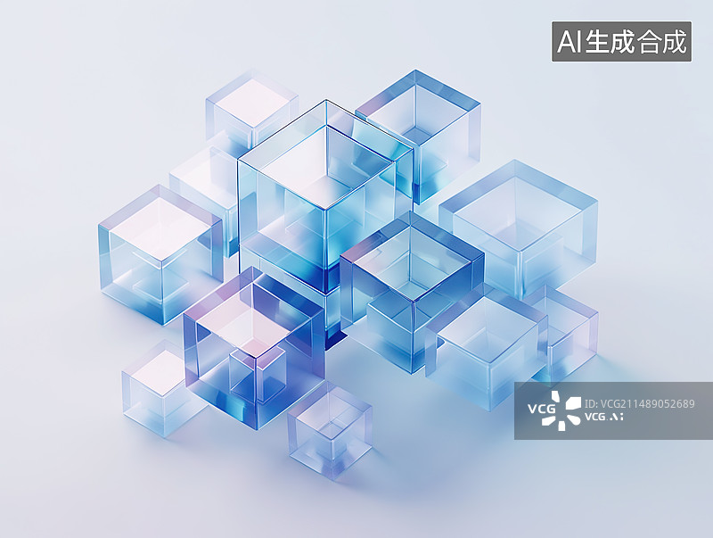 【AI数字艺术】玻璃方块科技风概念图图片素材