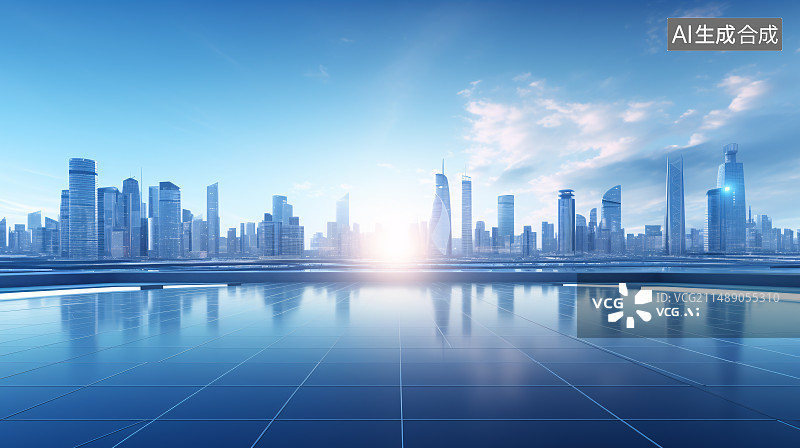 【AI数字艺术】城市天际线背景图片素材