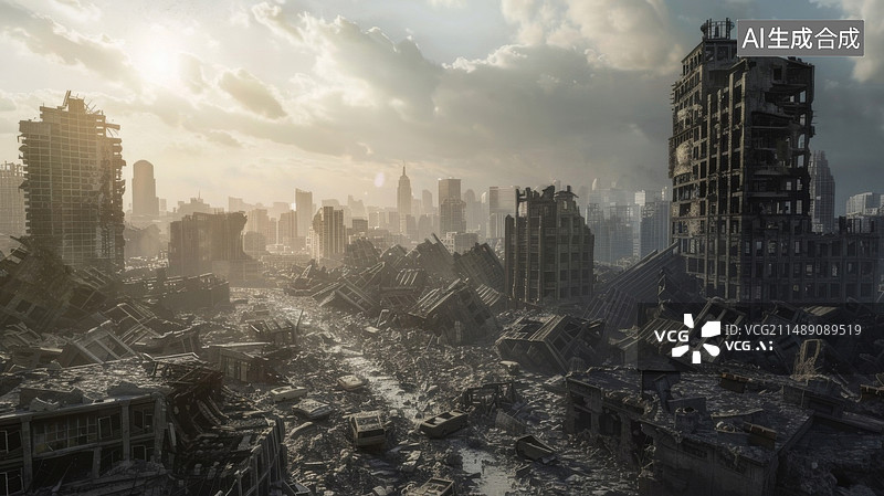 【AI数字艺术】末日废墟图片素材